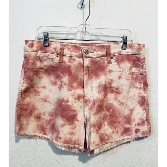 Levis Signature Shorts Womens 14 Pink Tie Dye Denim Heritage High Rise Boho - Picture 1 of 5